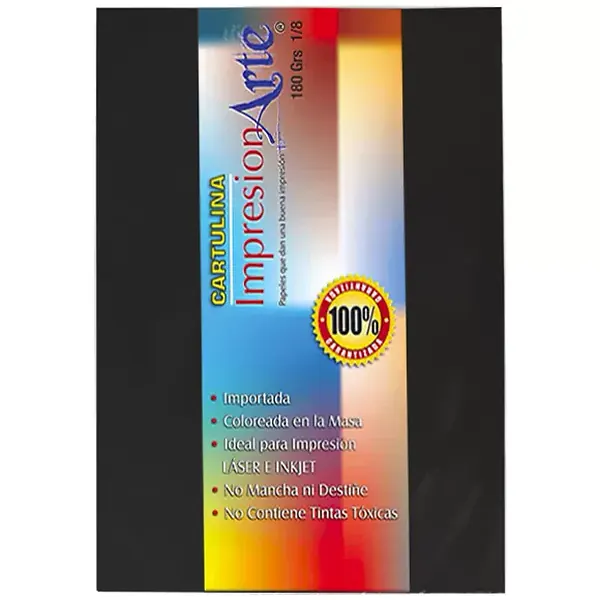 Cartulina Iris 1/8 Negro X 10