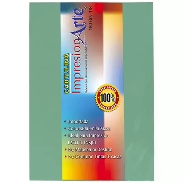 Cartulina Iris 1/8 Pistacho X 10