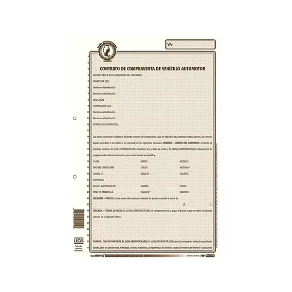Contrato Compraventa Vehículo Automotor Minerva
