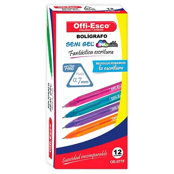 Bolígrafo Semi Gel Offi Esco Oe-077f Turquesa X 12