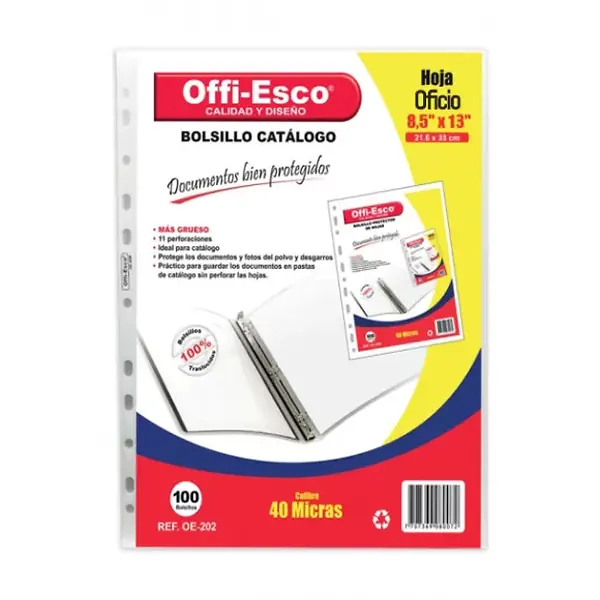 Bolsillo Catalogo Offi Esco 40 Micras Oe-202 Oficio X 100
