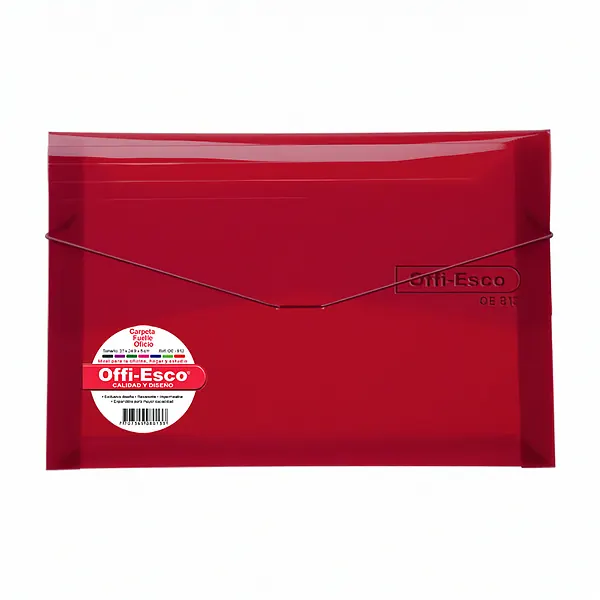 Carpeta Fuelle Plástica Offi Esco Oe-812 Oficio Roja