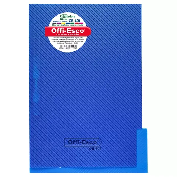Carpeta Legajadora Con Gancho Offi Esco Oe-809 Oficio Azul