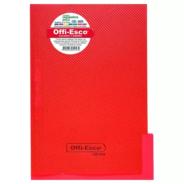 Carpeta Legajadora Con Gancho Offi Esco Oe-809 Oficio Rojo