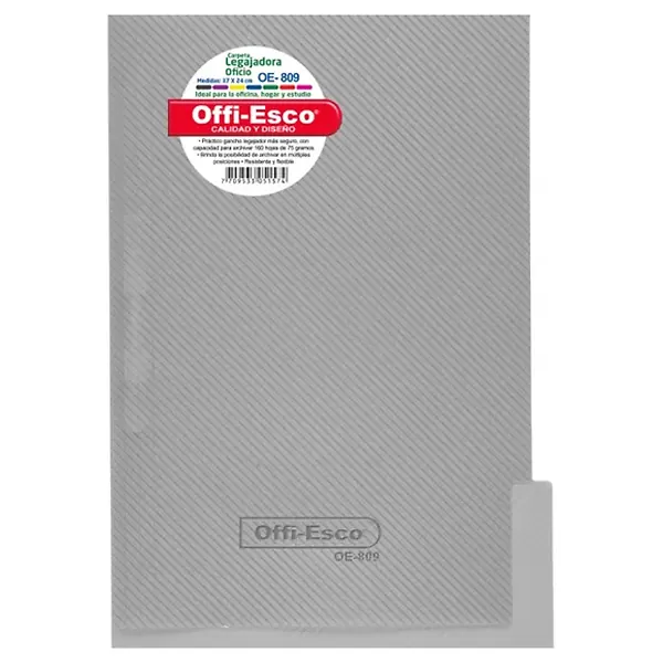 Carpeta Legajadora Con Gancho Offi Esco Oe-809 Oficio Transparente