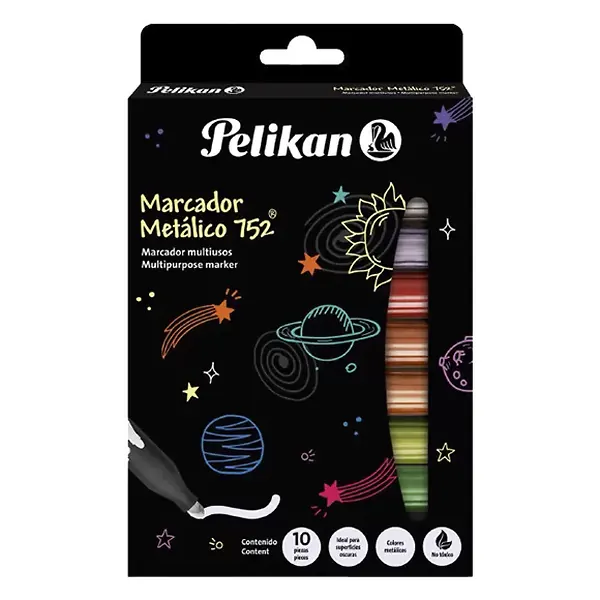 Marcador Pelikan Metalizado Multicolor X 10