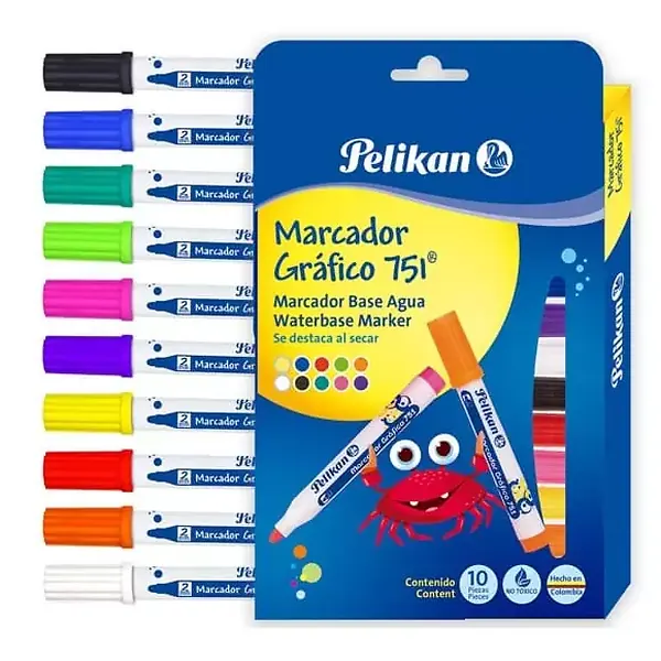 Marcador Pelikan Gráfico Multicolor X 10