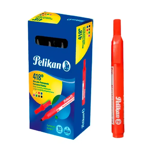 Marcador Pelikan Permanente 418 Rojo 10 Und