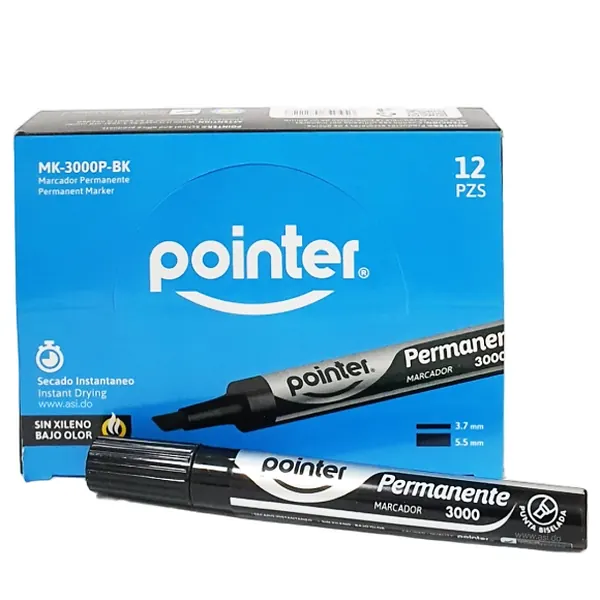 Marcador Pointer Permanente Negro X 12
