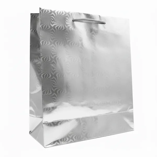 Bolsa De Regalo Holográfica Primavera Jumbo Plateada