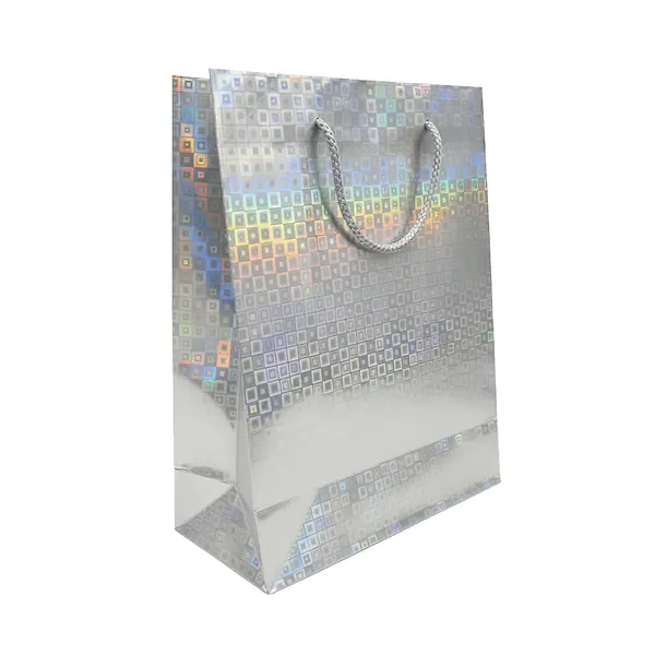 Bolsa De Regalo Holográfica Primavera L Plateada