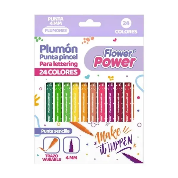 Plumón Punta Pincel Primavera X 24