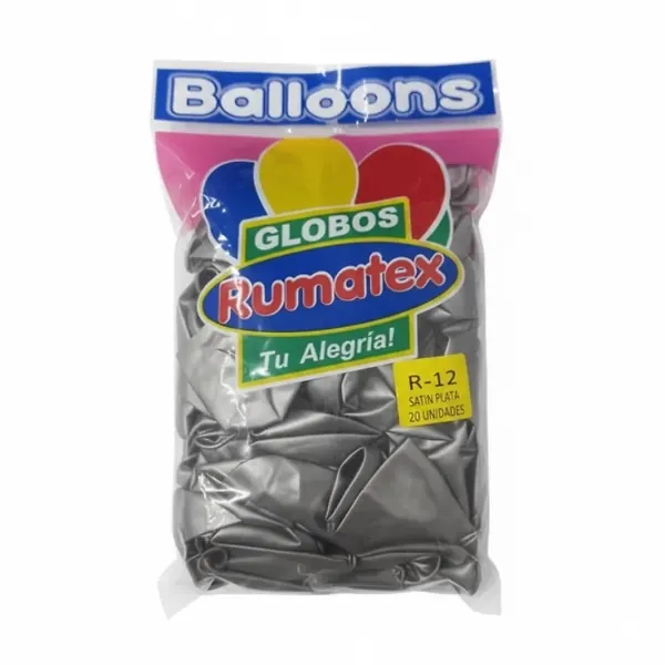 Globo Rumatex Satín R-12 Plata 20 Und